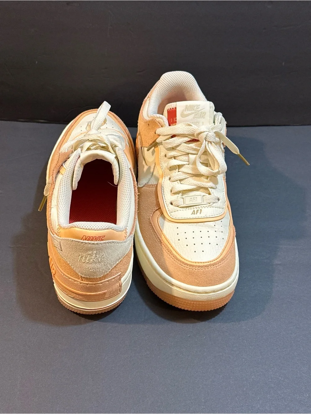 🔥🔥Nike Air Force 1 Shadow Sisterhood Cashmere Tan/White kids Size 7.5🔥